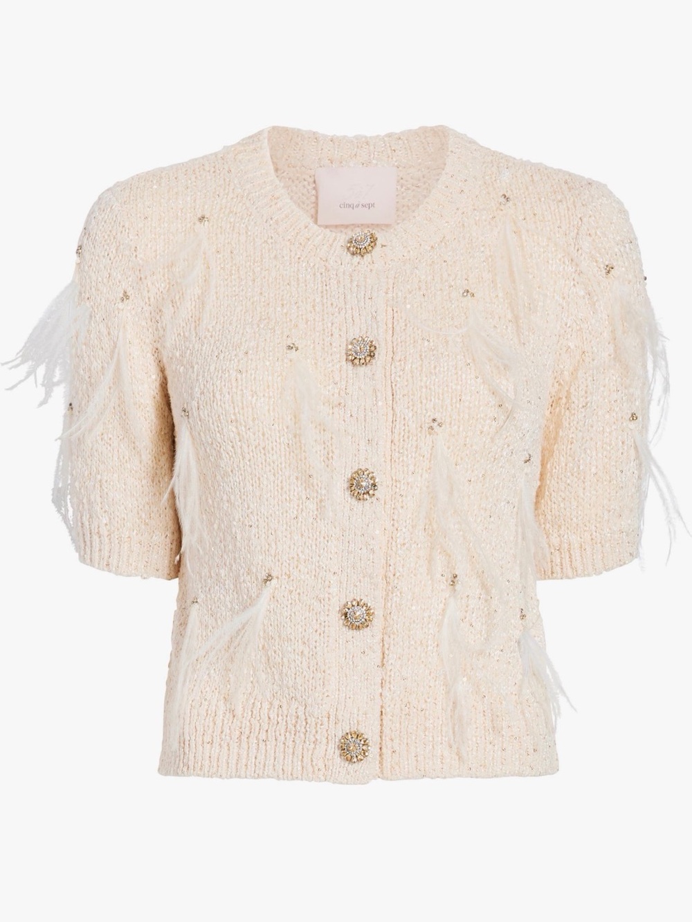 Cinq a Sept ‘Coralie’ Embellished Short Sleeve Cardigan with Sequins